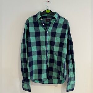 Untuck It Men’s Green Long Sleeve Plaid Button Down Shirt Size XS
